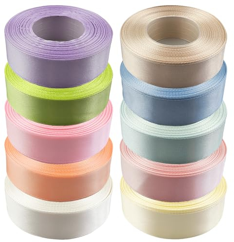 Netuno 10x Schleifenband Pastellfarben 25 mm x 32 m Satinband Geschenkband