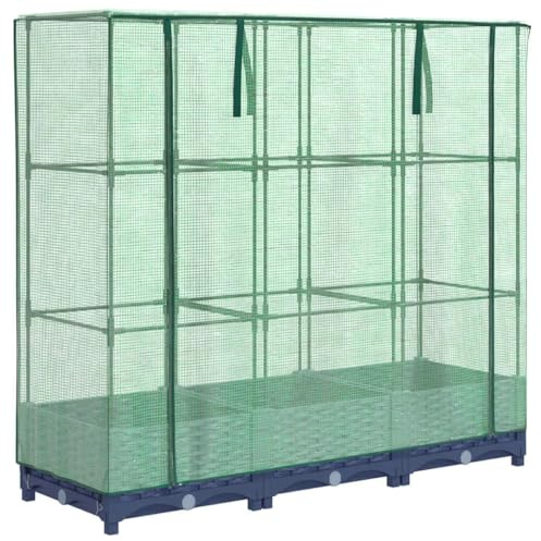 vidaXL Hochbeet mit Gewächshausabdeckung Rattanoptik 120x40x123 cm