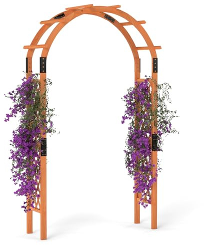 COSTWAY Arche de Jardin en Bois pour Plantes Grimpantes (132x45,5x235cm) | Arceau à Rosiers en Treillis Extérieur, Décoration de Jardin pour Mariage Fête et Cérémonie
