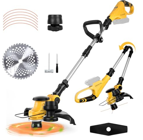 String Trimmer Compatible with Dewalt 20V Battery,3 in 1 Folding with Brushless Motor 30cm Cutting width & Battery Status Indicator Electric Trimmer