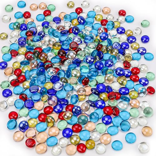 Yatinkim 907 Gramm Glasnuggets Muggelsteine ca. 360 Stück Glassteine Deko Muggelsteine Bunt Kinder Glas Steine Mosaiksteine Glasnuggets Glassteine für Vasen Aquarium DIY Basteln Tischdeko Hause