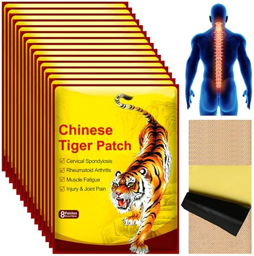 Patch Anti Douleur 64 Pièces Patch Chauffant Dos, Patch Baume du Tigre, Patch De Soulagement De Douleur, Pour Douleurs au Cou, Epaules, Dos, Articulations