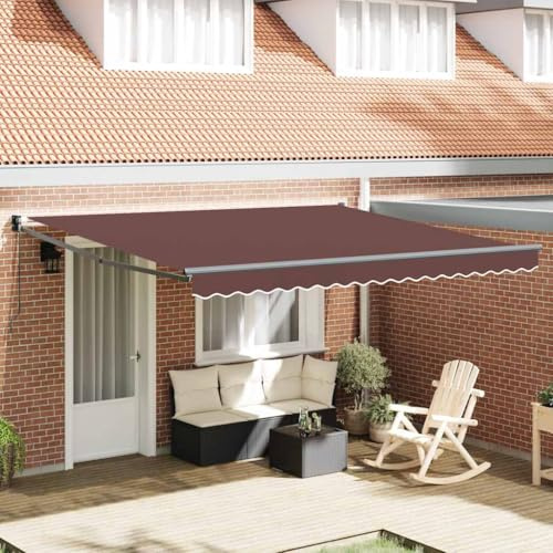Tenda da Sole Manuale in Alluminio, per Terrazza, Marrone, 400x300 cm