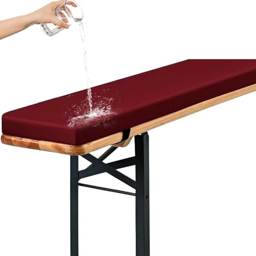 Genérico Cojines Acolchados para Banco de Cerveza, Cojín Antideslizante Impermeable 220x25, 180x23, 200x30 con Hebilla para Muebles de Exterior, Resistentes A La Intemperie,Rojo,160x23x3cm