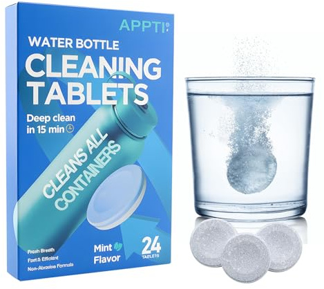 24PCS Water Bottle Cleaning Tablets, Effervescent Bottle Cleaning Tablets for Stainless Steel, Hydration Bladder, Coffee Mug & Baby Bottles, Steriliser Tablets Remove Odor