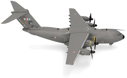 Herpa flygplansmodell Franska flygvapnet – Transporteskader 1/61 Touraine – BA 123, Orléans-Bricy “10 år av A400M”, miniatyr i skala 1:200, samlarobjekt, flygplansmodell utan ställ, metall