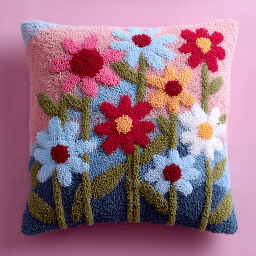 Taxpy Point Noué Kit De Taie D'Oreiller À Crochet,Lis Kit Coussin Au Point Noué Pour La Décoration D'Oreillers Et De Coussins,43X43Cm