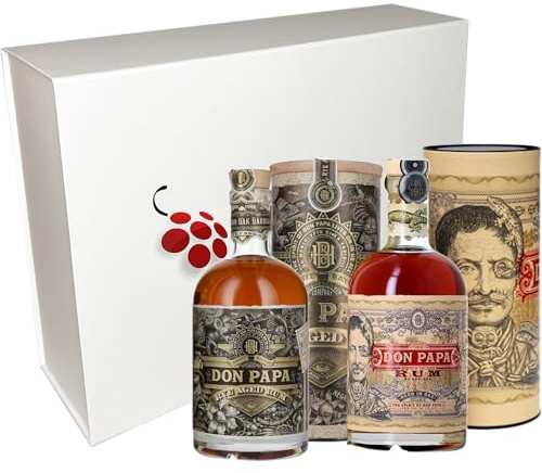 VINADDICT Coffret Cadeau Rhums Don Papa 7 ans et Rye Cask, 2 Bouteilles de 70cl avec Étuis, 40% Vol.