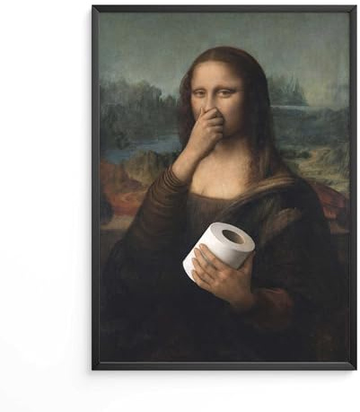 FORYOU24 Badezimmer Deko Bilde | hochwertiger Kunstdruck | schwarz weiß Wandbilder | WC Deko | Premium Druck A3 Mona Lisa P-175A3