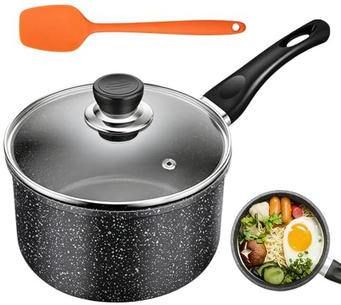 Olla de 16 cm, cacerola con mango, juego de sartenes para salsas con tapa, olla pequeña, olla antiadherente, olla de leche, olla multiusos para inducción, sartén antiadherente para todo tipo de fuegos