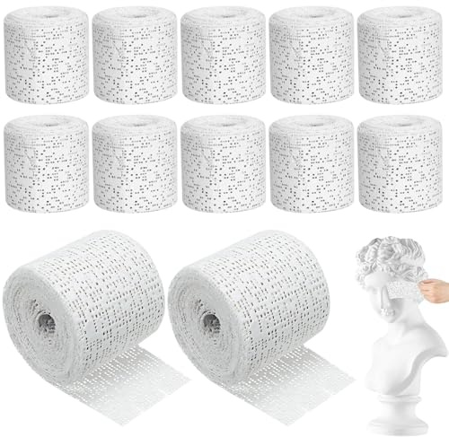 Sayudar Plaster of Paris Bandage 12 Rolls Plaster Cloth Gauze Wrap | Gauze Wrap for Crafts Quick-Drying Belly Casting Kit 3D Sculptures Crafting Moulds Mask Making Pregnancy Casts 5cm*270cm