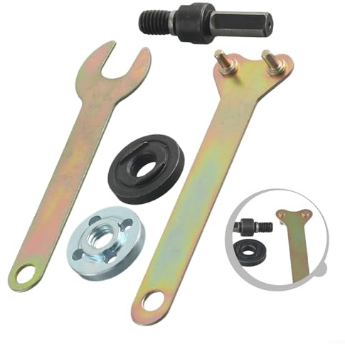 MKTOLHUS Kit di 5 adattatori da trapano a smerigliatrice angolare da 10 mm con dadi flangiati e supporto per asta di collegamento in metallo per dischi da taglio e ruote di lucidatura
