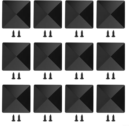 Black Pyramid Post, 4x4 Fence Post Protectors, Plastic Deck Post Covers, Weatherproof Garden Cap, Pre Drilled Square Tops, Outdoor Railing End(12pcs)