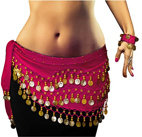 MyBeautyworld24 Belly Dance Bauchtanz Kostüm Hüfttuch Münzgürtel Gürtel