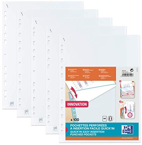 Elba Pochettes perforées Lisses et transparentes A4, PP oben offen