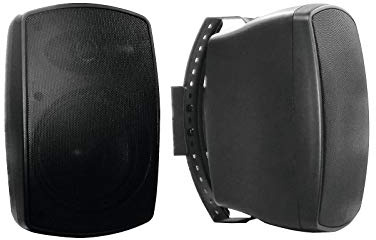 OMNITRONIC OD-6 Wandlautsprecher 8Ohm schwarz 2 Stück | 2 wetterfeste Lautsprecher mit Halterung, 6,5 Woofer, 1 Tweeter, 40 W RMS