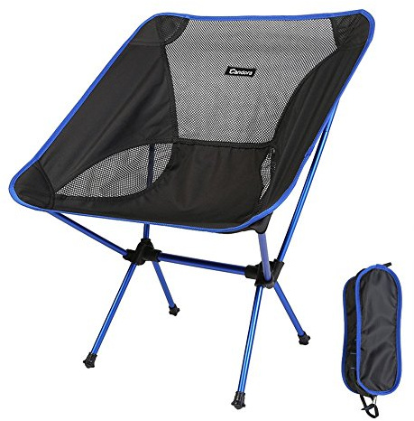 Candora Tragbar Ultralight Klappsessel, mit Tragetasche Heavy Duty Kapazität zusammenklappbar Sitz für Picknick Hiking Fishing Camping Garten BBQ Strand Terrasse Drinnen und Draußen Aktivitäten, blau