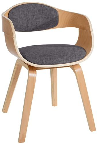 CLP Esszimmerstuhl ergonomisch Kingston,Lehnstuhl mit umlaufender Rückenlehne, Holzgestell belastbar bis 150 kg Farbe Natur/hellgrau