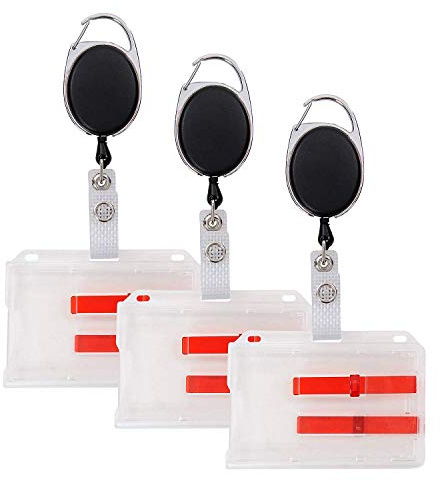 Ymai 3er Set Ausweis Jojo Ausziehbar – Ausweishalter mit Ausweishülle | Kartenjojo mit Metallclip, reißfester Schnur & mattierter Doppel-Kartenhülle. Ideal für Dienstausweis & Schlüssel