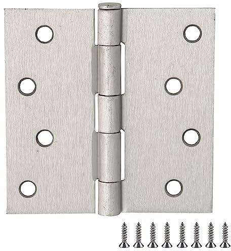 Design House Door Hinges for Interior Doors 3-Pack 4-inch x 4-inch, Design House Square Corner Steel Door Hinge Door Hardware, Satin Nickel, 181651