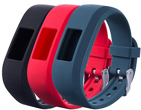 Chofit Ersatz für Vivofit JR 2/Vivofit JR/Vivofit 3 Armbänder, große Silikonbänder Armband kompatibel mit Garmin Vivofit JR 2/Vivofit JR/Vivofit 3 Activity Tracker (Schwarz+Schiefer+Rot)