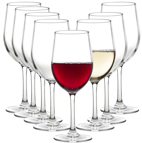 D'Eco Unbreakable Tritan Stemmed Wine Glasses, 12 oz (Set of 8) - Shatterproof, Crystal-Clear, BPA-Free Tumblers – Indoor & Outdoor Cups Great for Parties & Entertaining - Mothers Day Gift for Mom