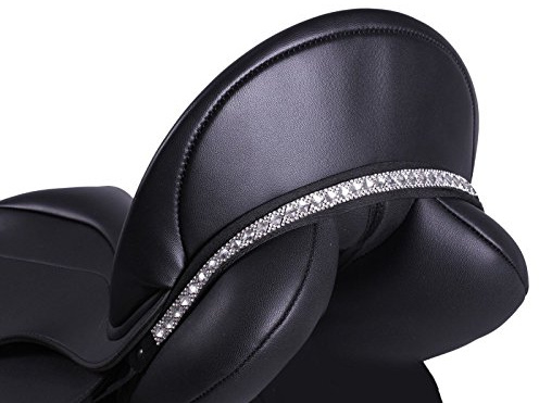 QHP Sattel Jewel Sattelschmuck Sharina mit Strass zum Aufpeppen Ihres Sattels Pimp Ihre Sattel (Pony, Schwarz/Silber)