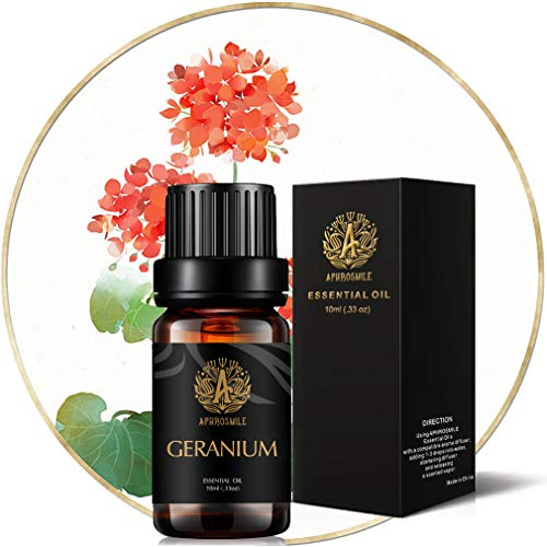 Aromaterapia aceite esencial de geranio, 100% puro aroma de aceite esencial de geranio para difusor, humidificador, Grado Terapéutico Aromaterapia esencial de geranio Aceite Fragancia 0,33 oz - 10ml