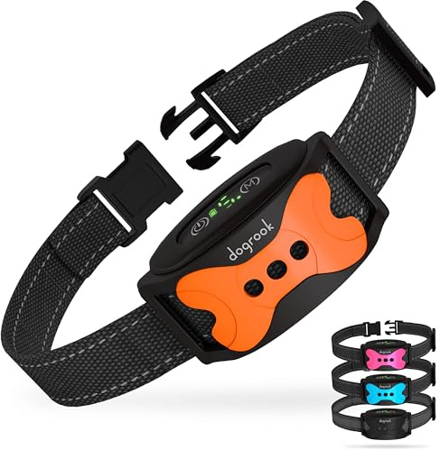 DogRook Rechargeable Dog Bark Collar | Smart Collar for Dog Training | Beep & Vibration | No Shock | No Bark Collar | Anti Bark Collar for Dogs | Anti Barking Collar for Dogs - Large, Medium, Small