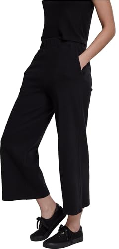 Urban Classics Ladies Culotte, Pantalones Casual de Cintura Alta, Pantalón de Pierna Ancha, Corte Suelto para Mujer, Negro, S