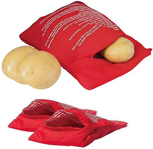 ProLeo 3 Stück Kartoffel Express Kartoffel Tasche Backen Tool, Mikrowelle Kartoffeln Tasche in nur 4 Minuten Kartoffelbeutel Express Tasche Backen Werkzeug, Rot