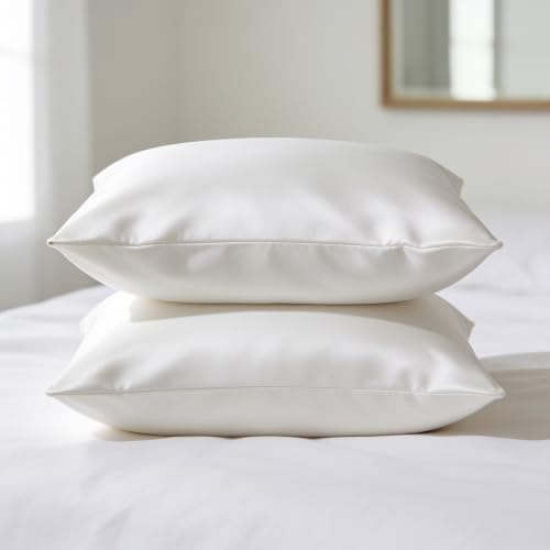 Pizuna 2er Pack Kissenbezug 80x80 cm Baumwolle Weiß 600 Fadenzahl | Luxuriöser Soft-Satin Kissenbezüge, 100% Langstapel Baumwolle Nur Kissenbezug (Weiß, 80x80 cm) Mako Satin