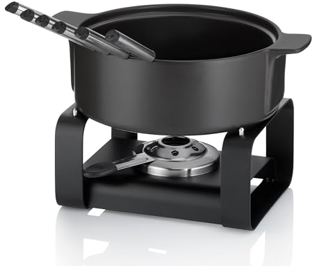 kela set de fondue de queso 9 pzas, fondue de cerámica para 6 personas ROMANA, set de fondue de queso con soporte para pasta combustible, tenedores, soporte para tenedores