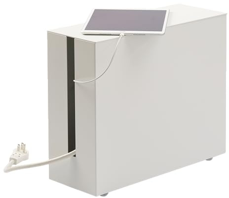 Yamazaki 5403 Tower kabelskydd, vit, stål, minimalistisk design, 15 x 40 x 34,5 cm (L x B x H)