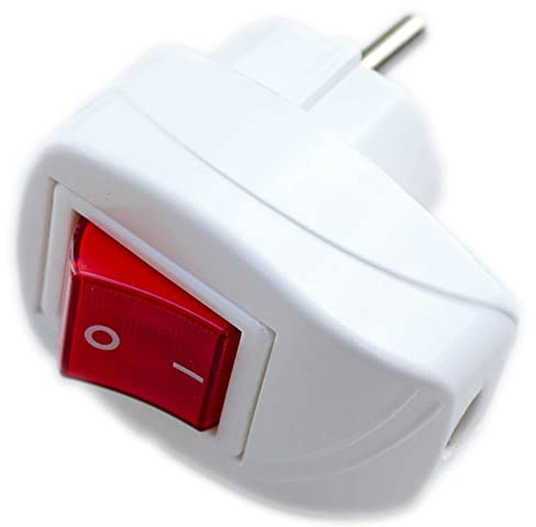 Schuko-Stecker, PVC mit Ausschalter, beleuchtet, weiß 250v 16A