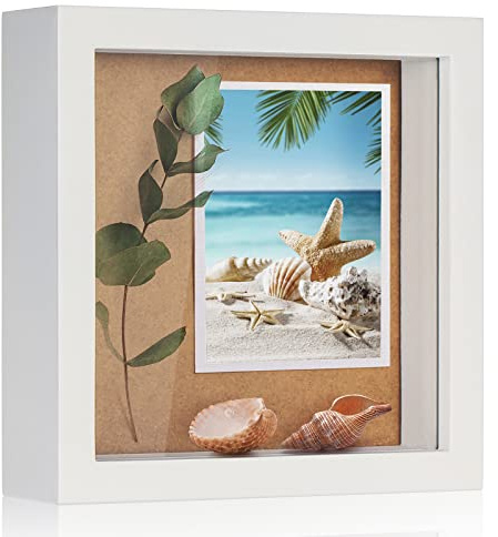 TJ.Moree Klein Bilderrahmen zum Befüllen,14,2 x 14,2 cm- Blumen Objektrahmen Vitrine Rahmen mit Glasfenster tür Bilderrahmen Hochzeitsstrauß Erinnerungsstücke Medaillen Fotos Erinnerungsbox