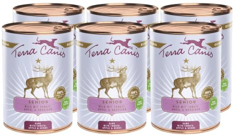 Terra Canis Wild mit Tomate & Apfel, Senior Nassfutter für Hunde, 6x400g | 100% Lebensmittelqualität aller Rohstoffe, mit Gesundheitskräutern, altersgerechte Rezeptur, allergen- und getreidearm