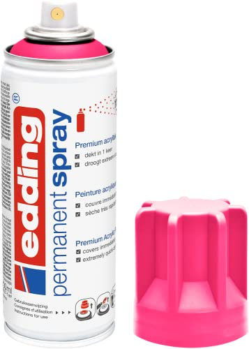 Edding 5200 Permanent-Spray – Neon Pink matt – 200 ml – Acrylfarbe für Malerei und Dekoration, Glas, Metall, Holz, Keramik, Kunststoff, Leinwand – Aerosolspray, Acrylspray, Sprühfarbe