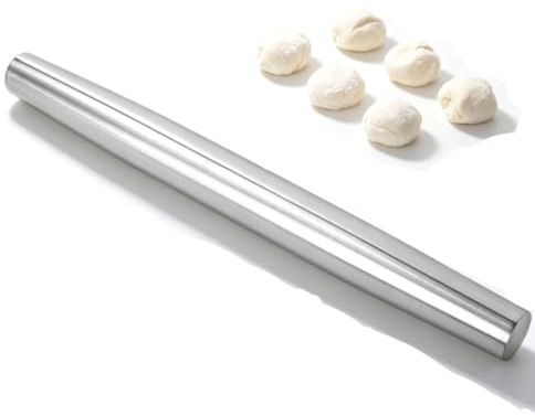 Stainless Steel Rolling Pin, 32 cm Professional French Rolling Pin for Baking Metal and Tapered Design Nonstick Dough Roller Pin for Fondant, Pie Crust, Cookie and Pastry Dough