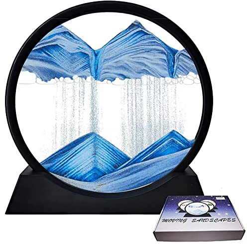 LUOLAI Art du sable mobile de 30,5 cm, 3D en mouvement de sable profond pour créer une atmosphère relaxante pour décorer n'importe quelle maison, bureau, cheminée et bibliothèque