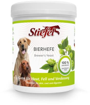 Stiefel Bierhefe für Hunde, 100% naturbelassene Reine Bierhefe, unterstützt beim Fellwechsel, fördert den Stoffwechsel, die Verdauung, Haut- und Haarbild, wertvolle Vitaminen & Spurenelementen, 500g