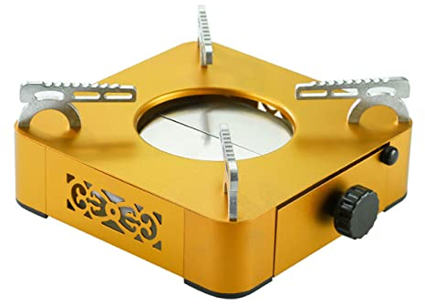 Camping Spirit Cooker, Aluminium Camping Cookware Stove, Lightweight Camping Stove, Portable Alcohol Stove for Indoor Use Adjustable Firepower,Yellow
