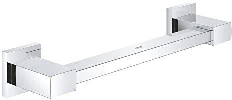 GROHE Start Cube Grip Bar – Bathroom Wall Mounted Bathtub or Shower Handle (Metal Material, Concealed Fastening, Including Screws and Dowels, Durable Sparkling Sheen), Size 354 mm, Chrome, 41094000