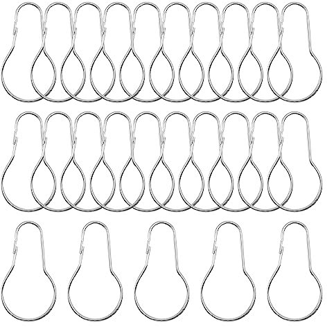 UMCHU 25 Pezzi Anelli per tenda da doccia,Anelli per tende in metallo,anelli per tende aperte,per Tendaggi, Bagno,asta telescopica (argento)