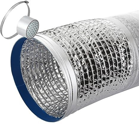 Aluflexrohr Lüftungsschlauch Aluflexschlauch Alurohr Schlauch Flexibel Mit 2 Schlauchschelle Ø 80/100/110/120/150/160/170/180/200mm Für Abzugshaube, Rohrventilator (Color : 4m, Size : 200mm)