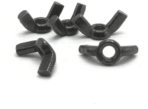 LOEASE Flügelmuttern 10 Stück M3 M4 M5 M6 M8 M10 M12 Flügelmutter aus schwarzem Kohlenstoffstahl, Flügelmutter handfest anziehen (Color : Black, Size : M3)
