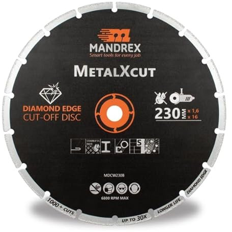Mandrex | Disco da taglio diamantato MetalXcut 230 mm taglia acciaio (Edel), ghisa, muratura, disco da taglio ad alte prestazioni