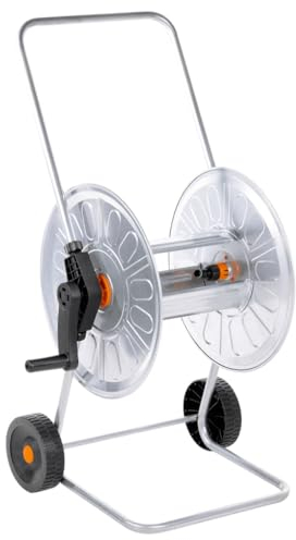 vidaXL Schlauchwagen, Schlauchtrommel mit Griff Rädern, Übersichtlich Schlauchaufroller für 80 m 1/2 50 m 3/4 Schlauch, Gartenschlauchwagen, Stahl