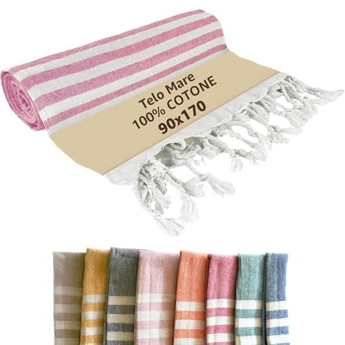 SONIT - Telo Mare Magenta in Cotone Leggero 90x170 cm, Asciugamano Mare Antisabbia Morbido e Assorbente, Telo Salvaspazio e Ultra Leggero, Ideale per Piscina, Viaggio e Pic Nic, Unisex