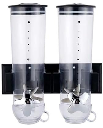 WEIGR Cornflakes Spender, Cereal Dispenser, Cornflakes Behälter, mit zwei Bechern, Cornflakesspender,Wandmontage, Sichtbares Design für die Lagerung von schwarzem Reis, Mais, etc Schwarz